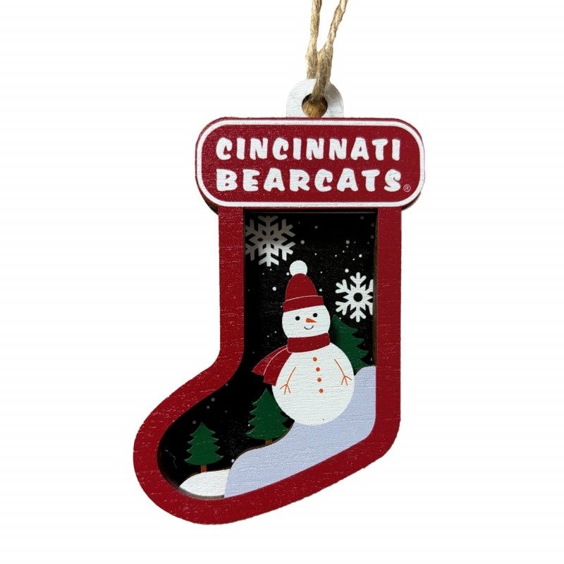 Cincinnati Bearcats Wooden Stocking Ornament - Snowman