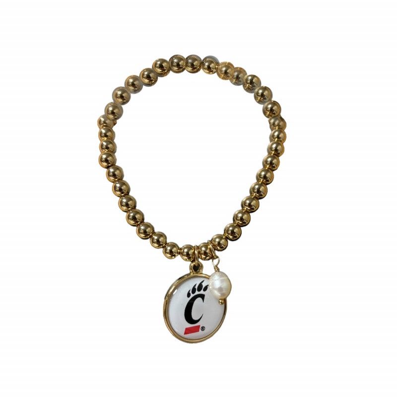 Cincinnati Gold Beaded C-Paw Bracelet