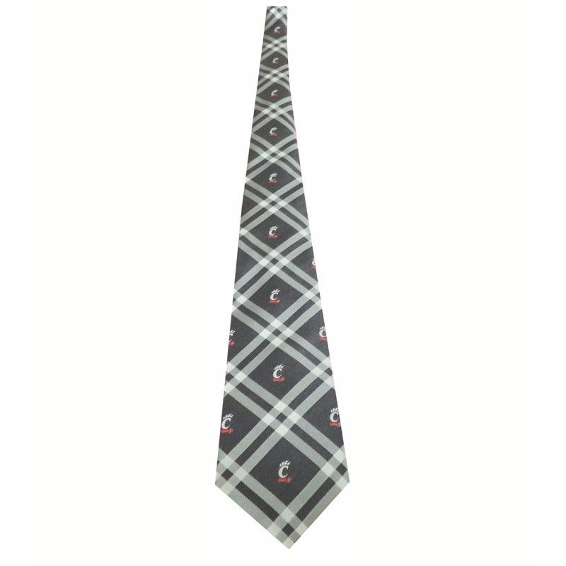 Dark Grey Plaid C-Paw Pattern Tie