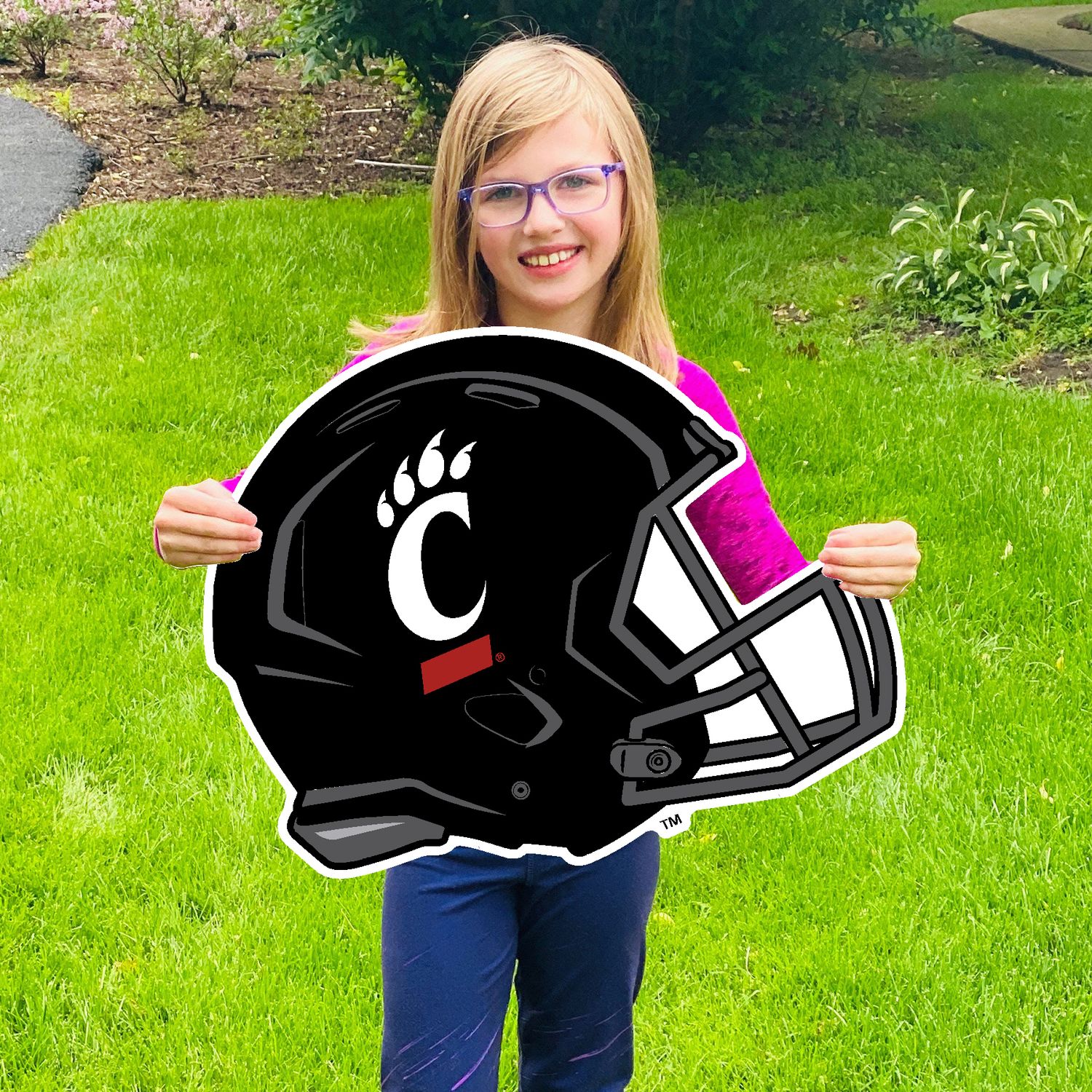 University of Cincinnati Lets Go Bearcat Helmet Large Lawn Sign DS