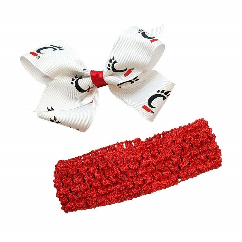 USA Bows C-Paw Stretch Crochet Headband &amp; Bow Hair Clip Set