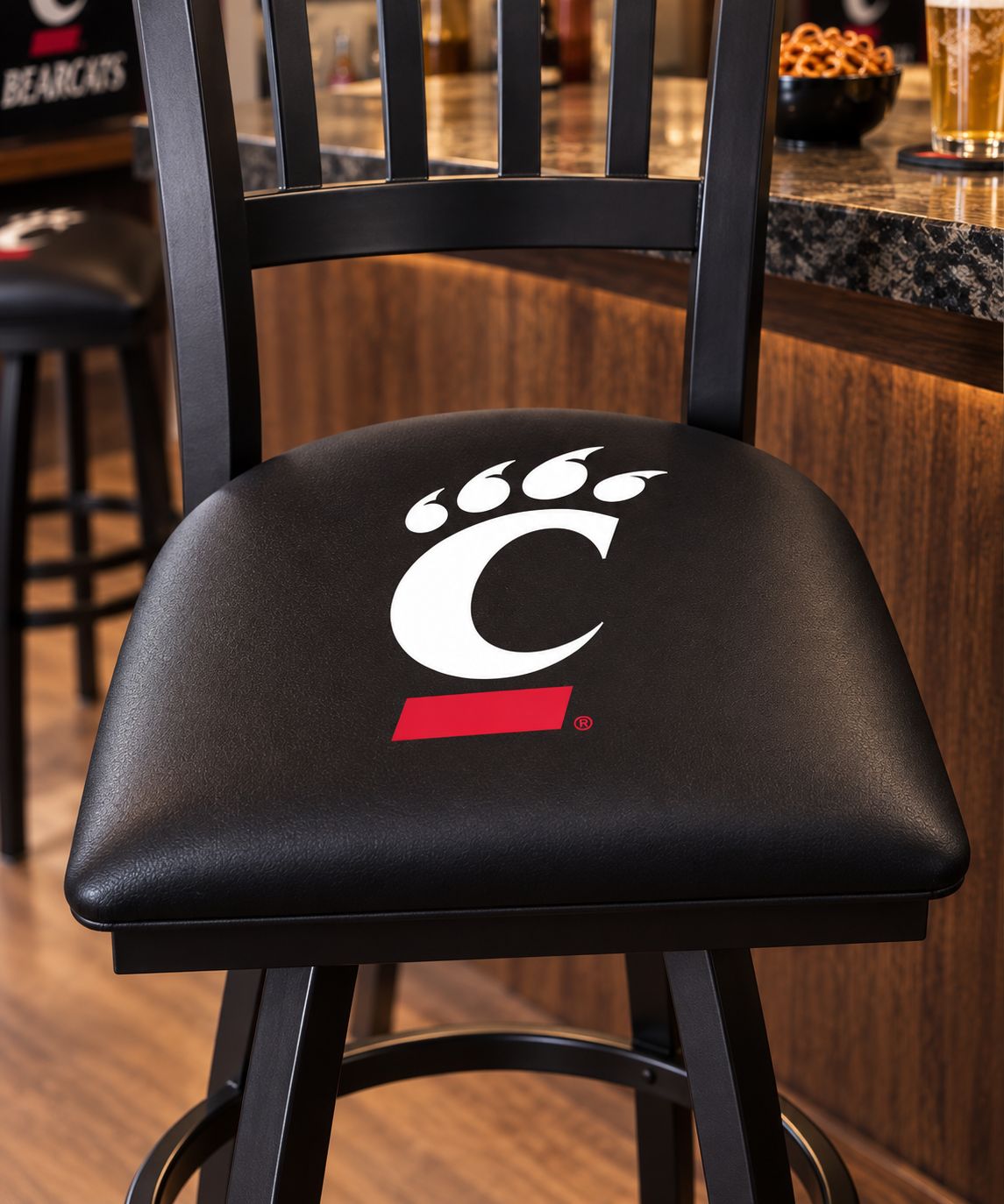 University of Cincinnati Bearcats C-Paw Logo Contessa 2 Bar Stool