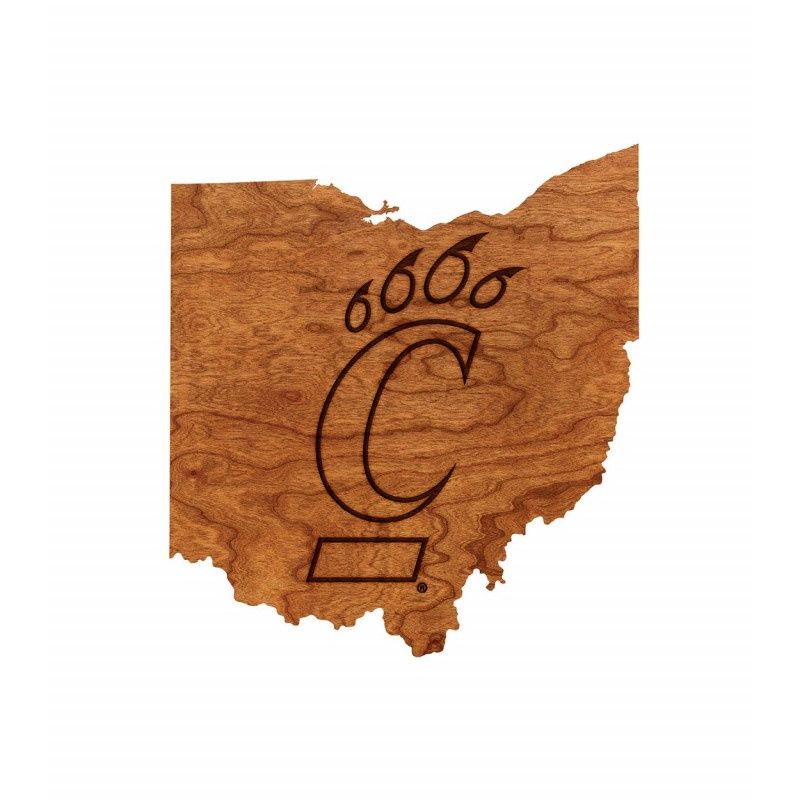 University of Cincinnati C-Paw in State Wooden Sign