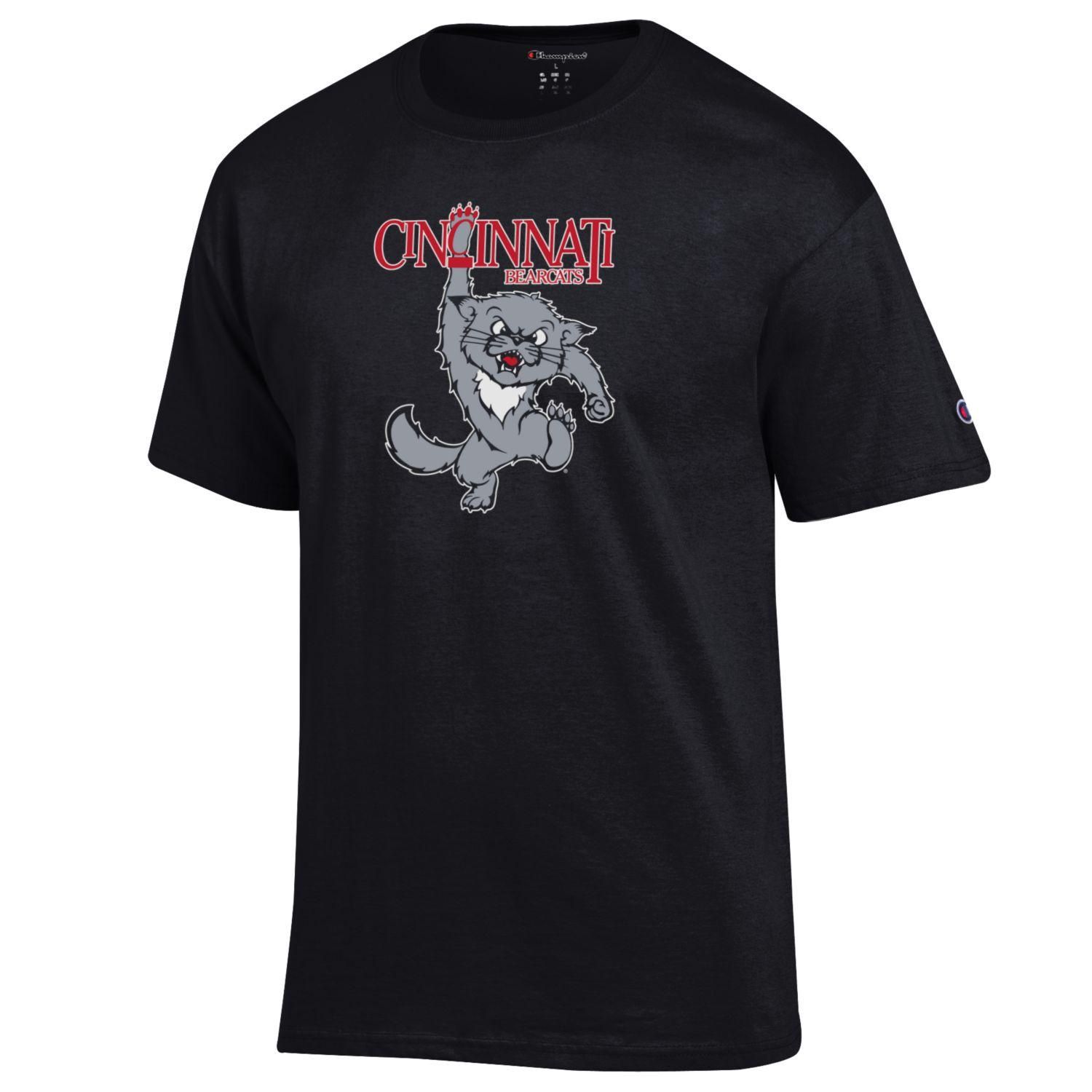 Cincinnati Bearcats Champion Hanging Bearcat SST, Color: BLACK, Size: S
