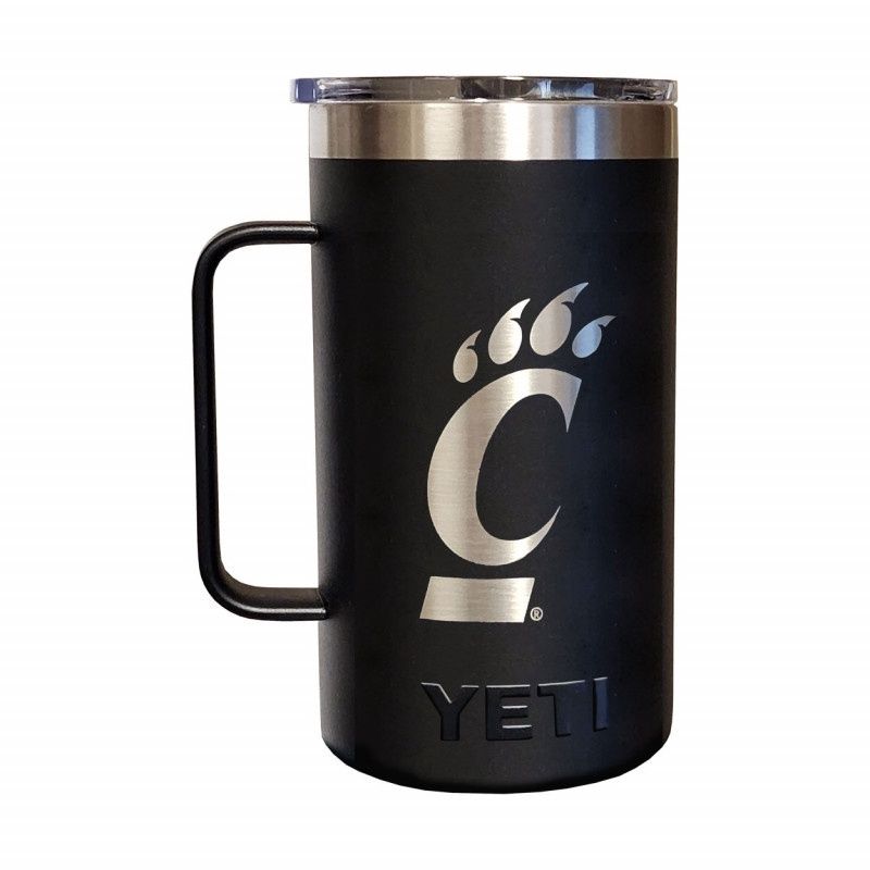 Yeti Cincinnati C-Paw Logo 24oz Stainless Steel Mug, Color: BLACK