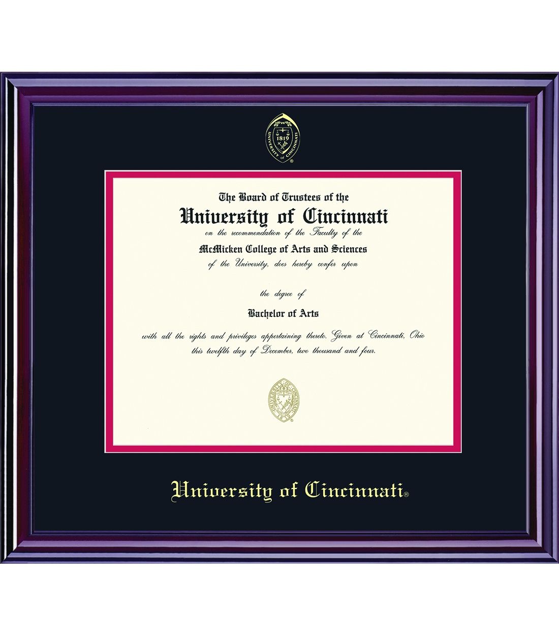 University of Cincinnati Elite Diploma Frame 11