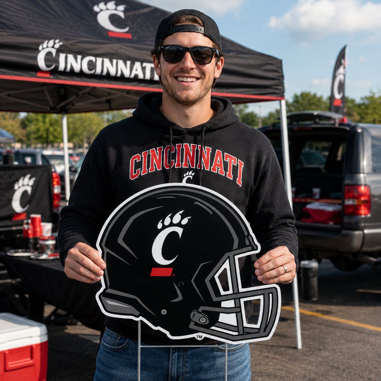 University of Cincinnati Football Helmet Lawn Sign DS