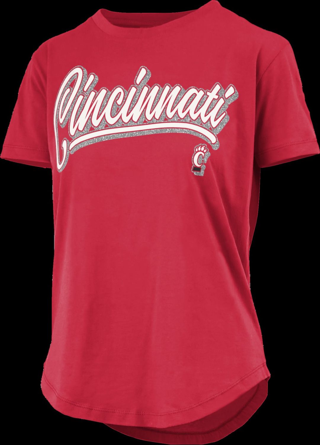 Red Tee with Cincy Script &amp; Glitter, Size: 2XL