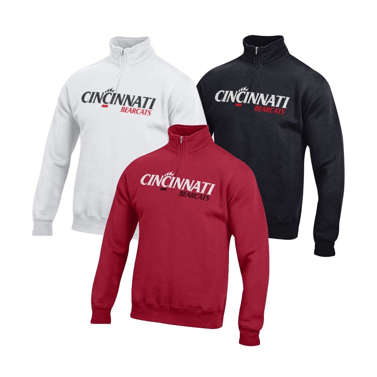 Gear for Sports Cincinnati Bearcats Logo Big Cotton 1/4 Zip, Color: BLACK, Size: 2XL