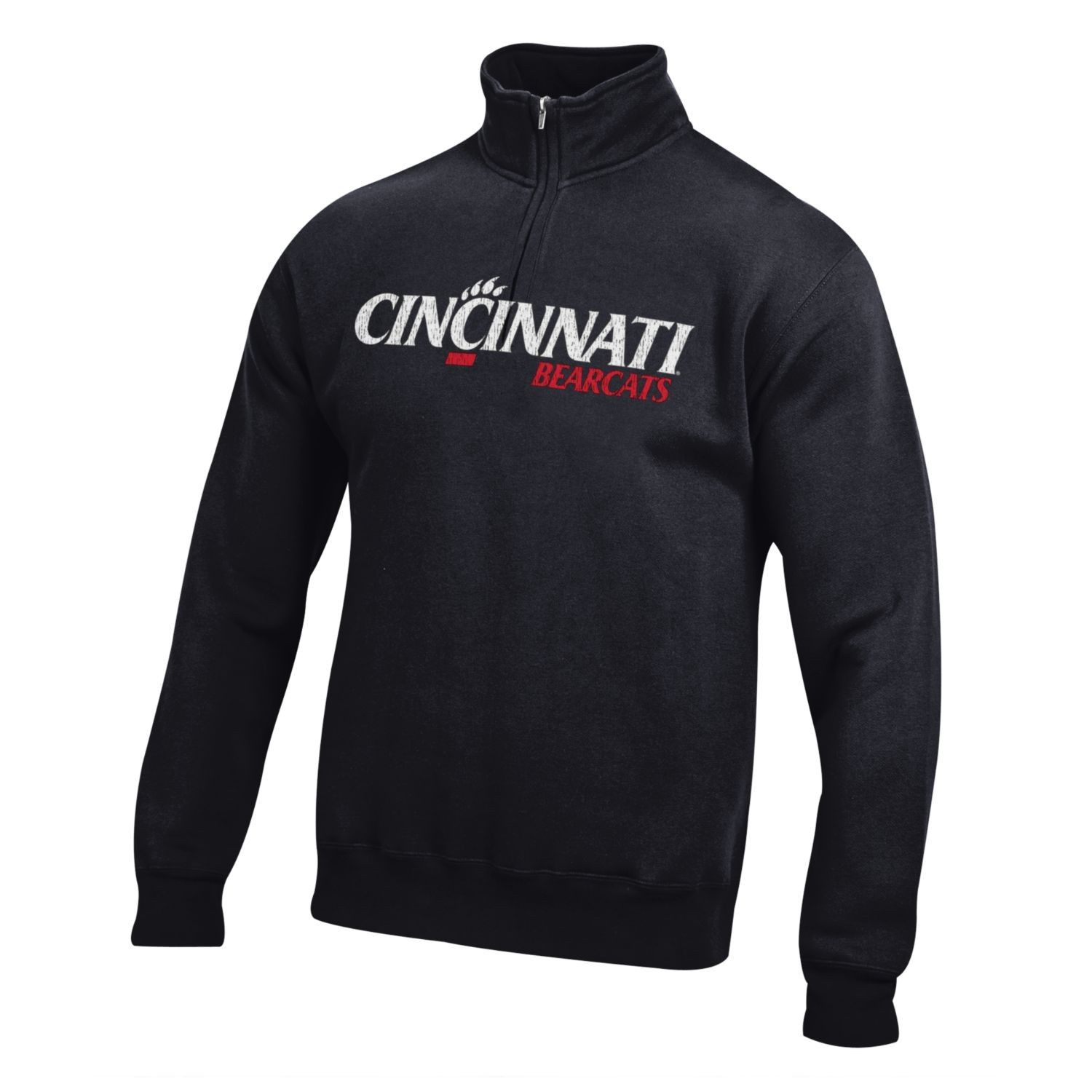 Gear for Sports Cincinnati Bearcats Logo Big Cotton 1/4 Zip, Color: BLACK, Size: XS