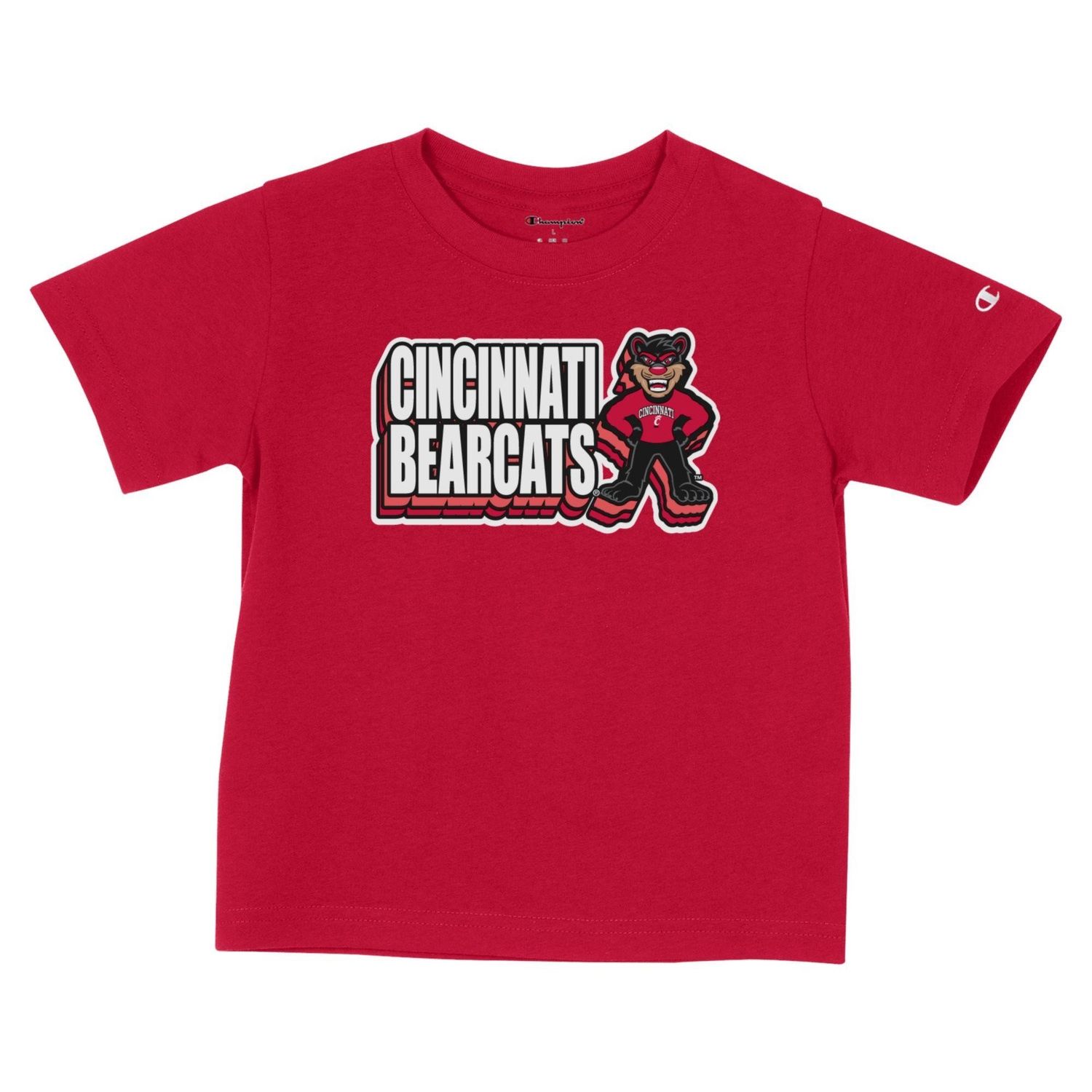 Toddler Red Tee with Cincinnati Bearcats and Full Bearcat, Size: 2T