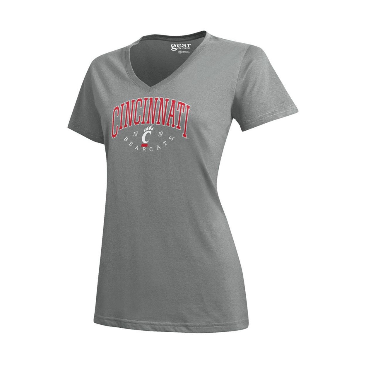 Gear for Sports Cincinnati Women's 1819 Gray V-Neck Tee, Size: S
