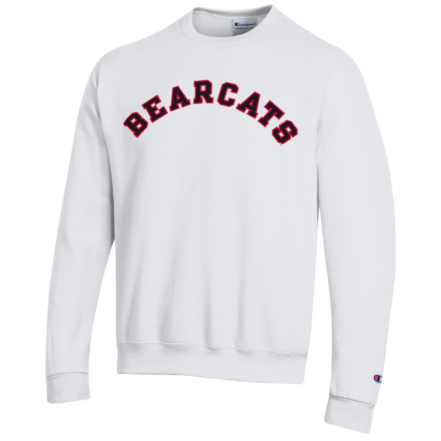 White Crew with Imprinted Arched Bearcats, Size: S