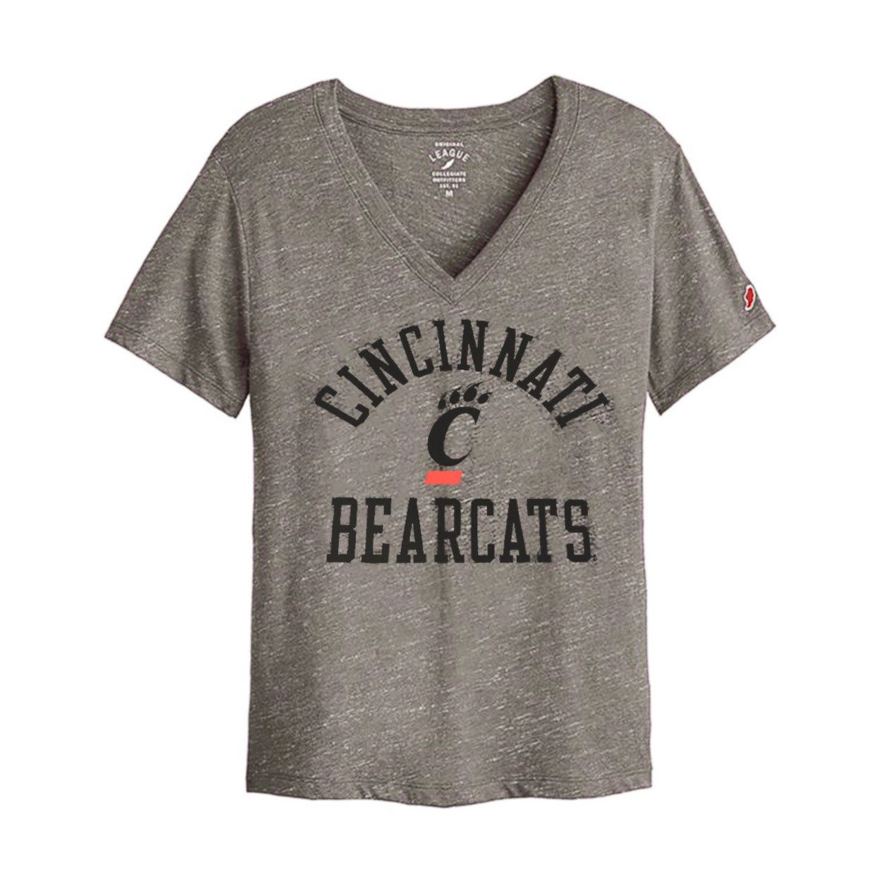 League Cincinnati Bearcats Women's Heather Gray V-Neck Tee, Size: S