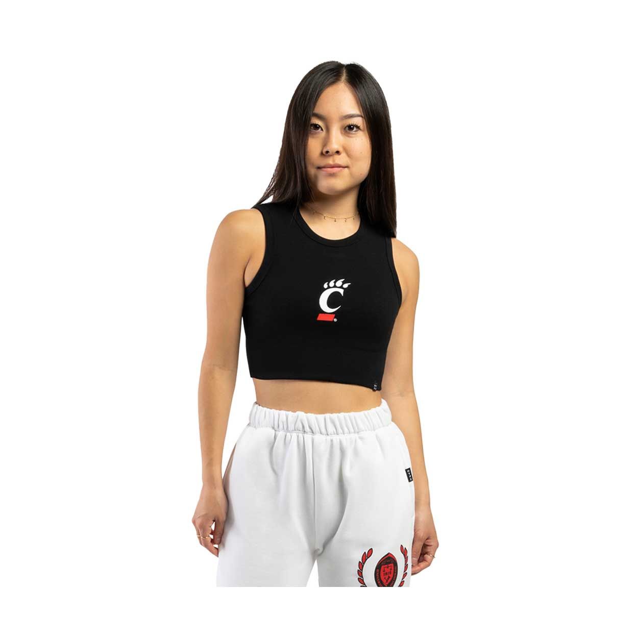 Hype and Vice Cincinnati Bearcats C-Paw Cutoff Tank, Color: BLACK, Size: XS