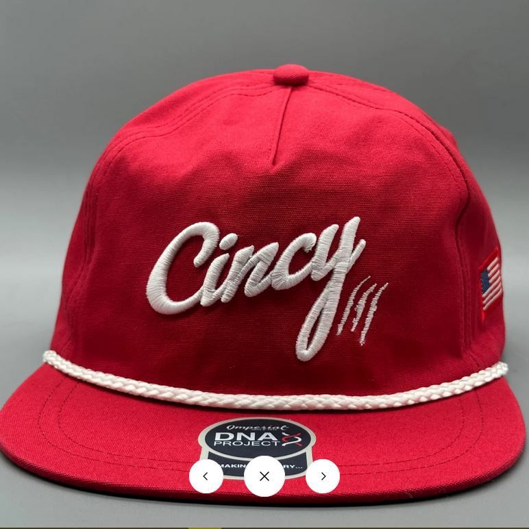 RED RETRO FLAT BILL ROPE CINCY