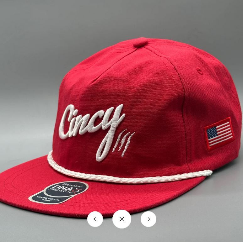 RED RETRO FLAT BILL ROPE CINCY