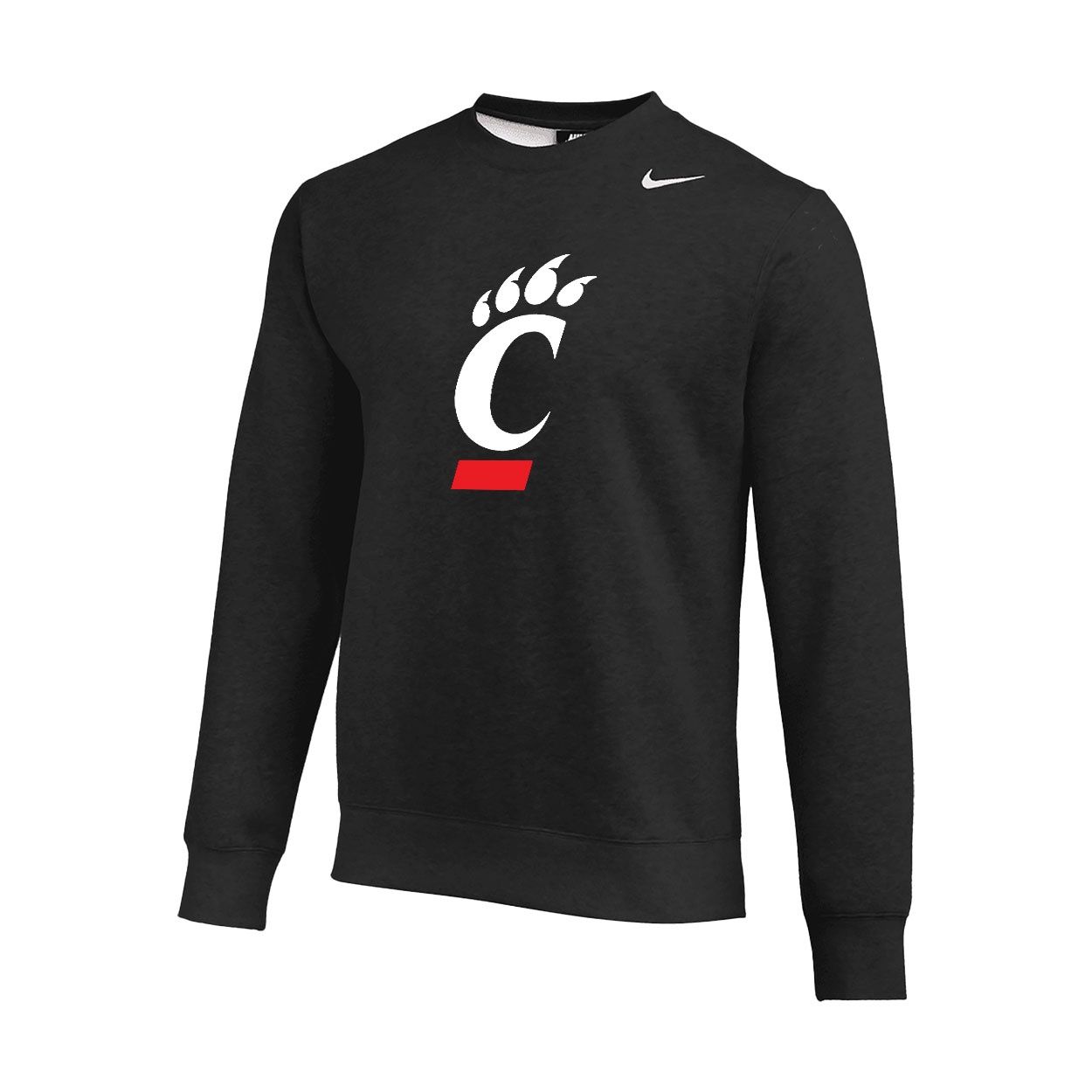 Nike Cincinnati Bearcats C-Paw Club Fleece Crew, Color: BLACK, Size: S