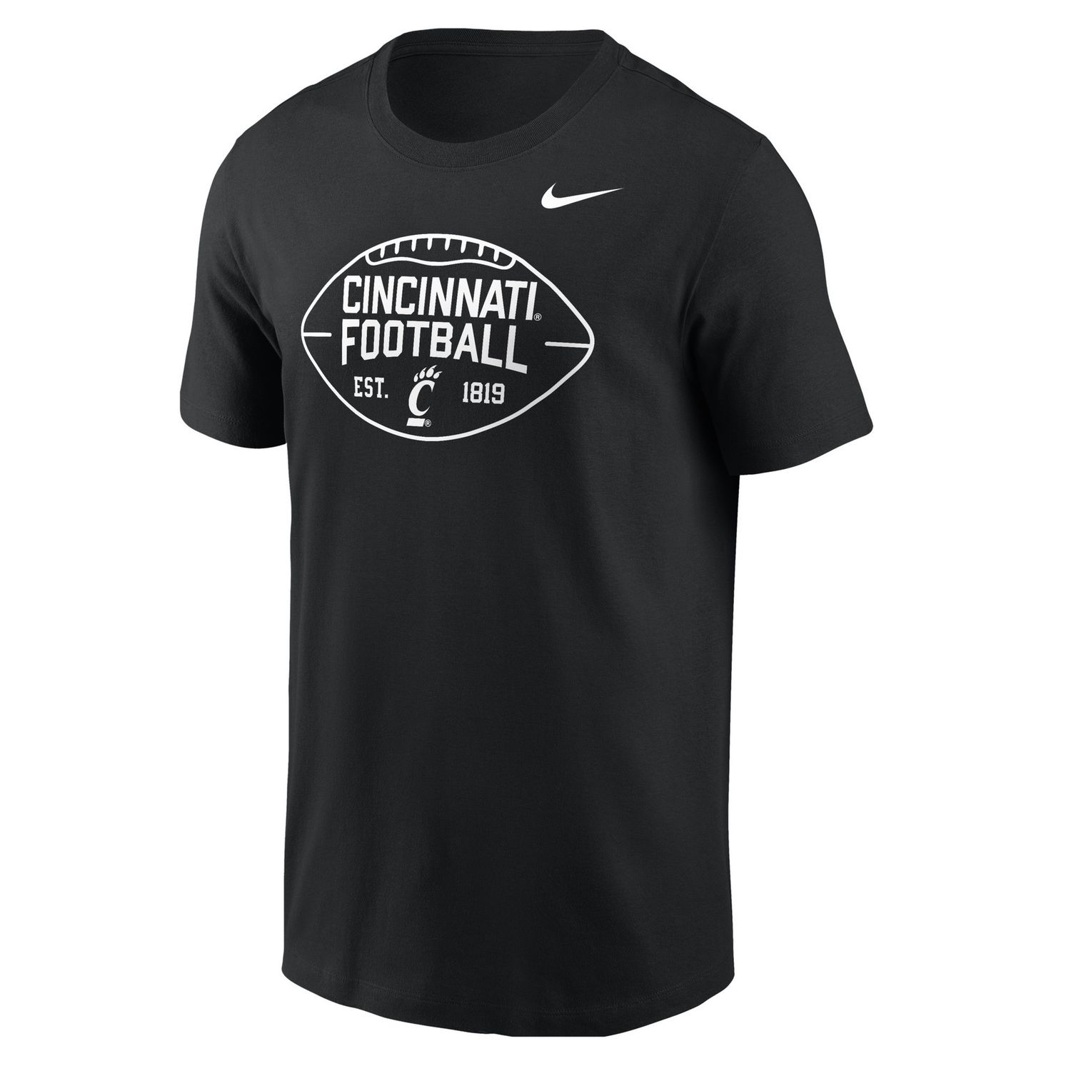 Black Tee with Cincinnati Football over C-Paw Est. 1819, Size: S