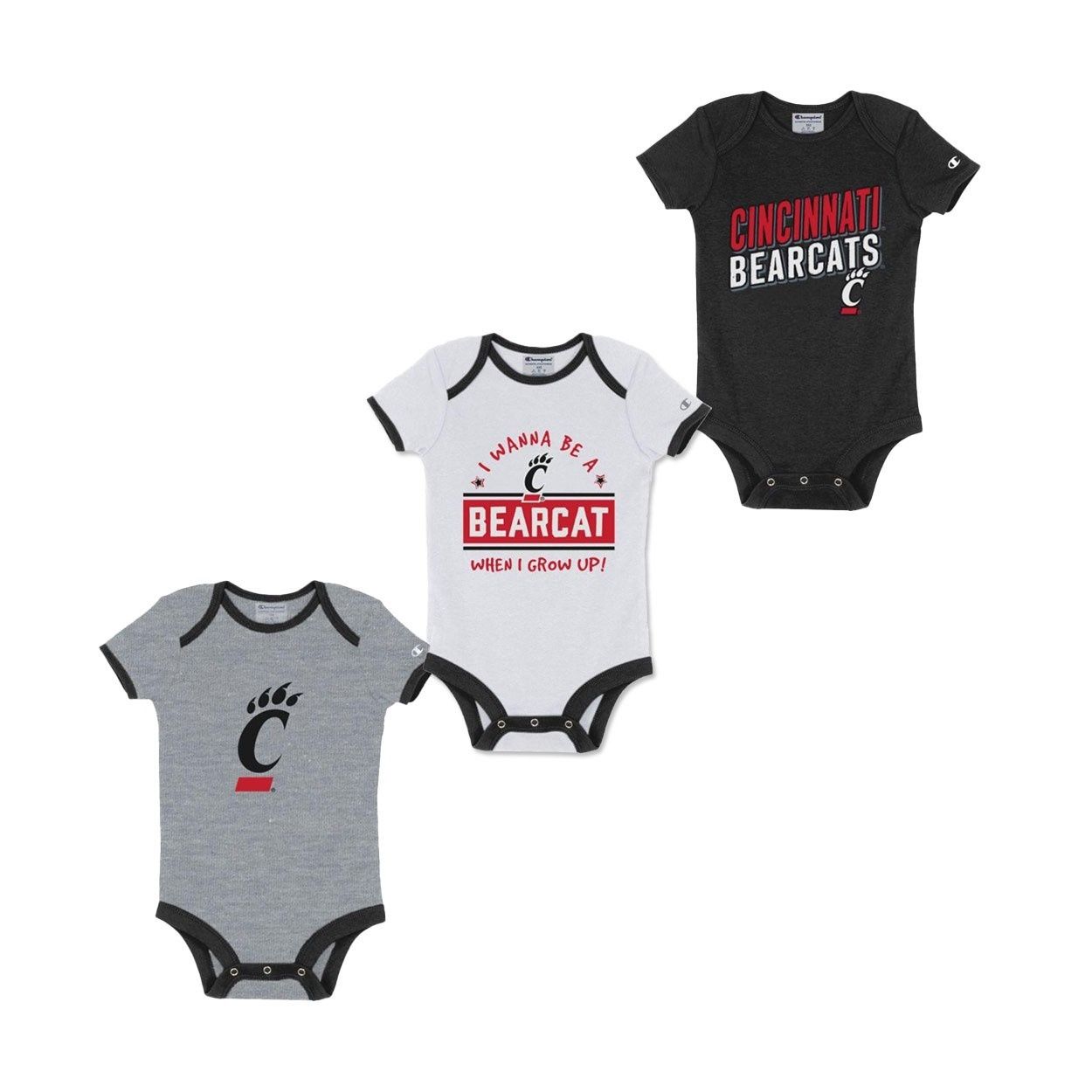 Champion Cincinnati Bearcats Infant 3-Pack Onesie Set, Size: 12M