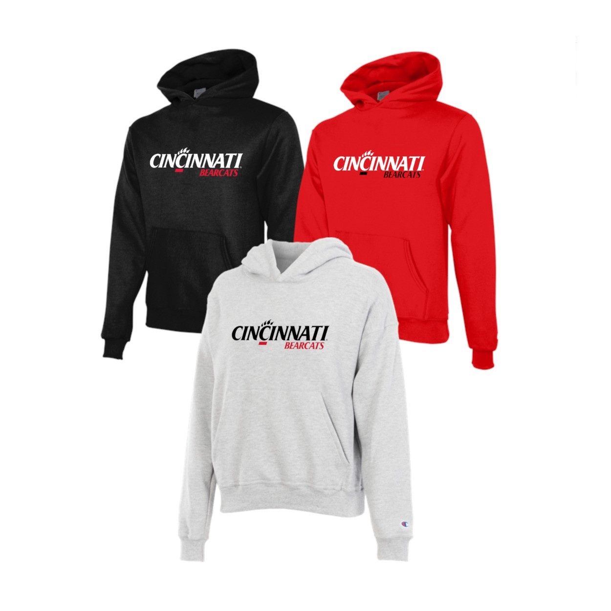 Champion Cincinnati Bearcats Youth Athletic Logo Hoodie, Color: BLACK, Size: XS