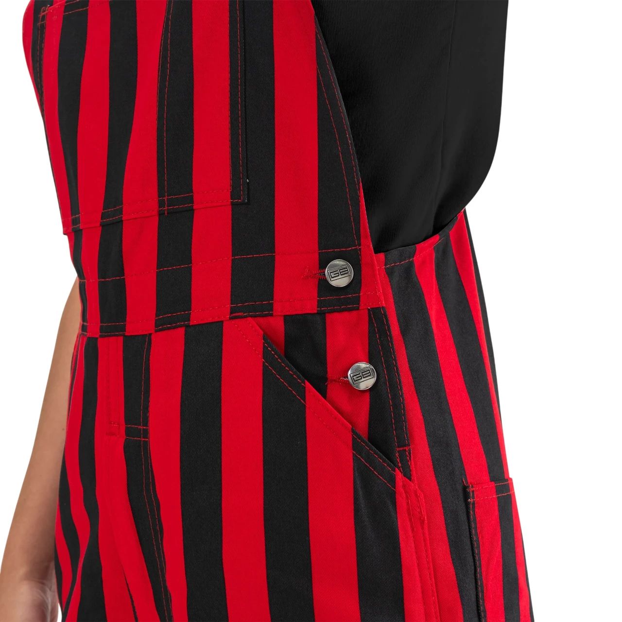 Red and Black Stripe Bib Overalls for Bearcats Fans