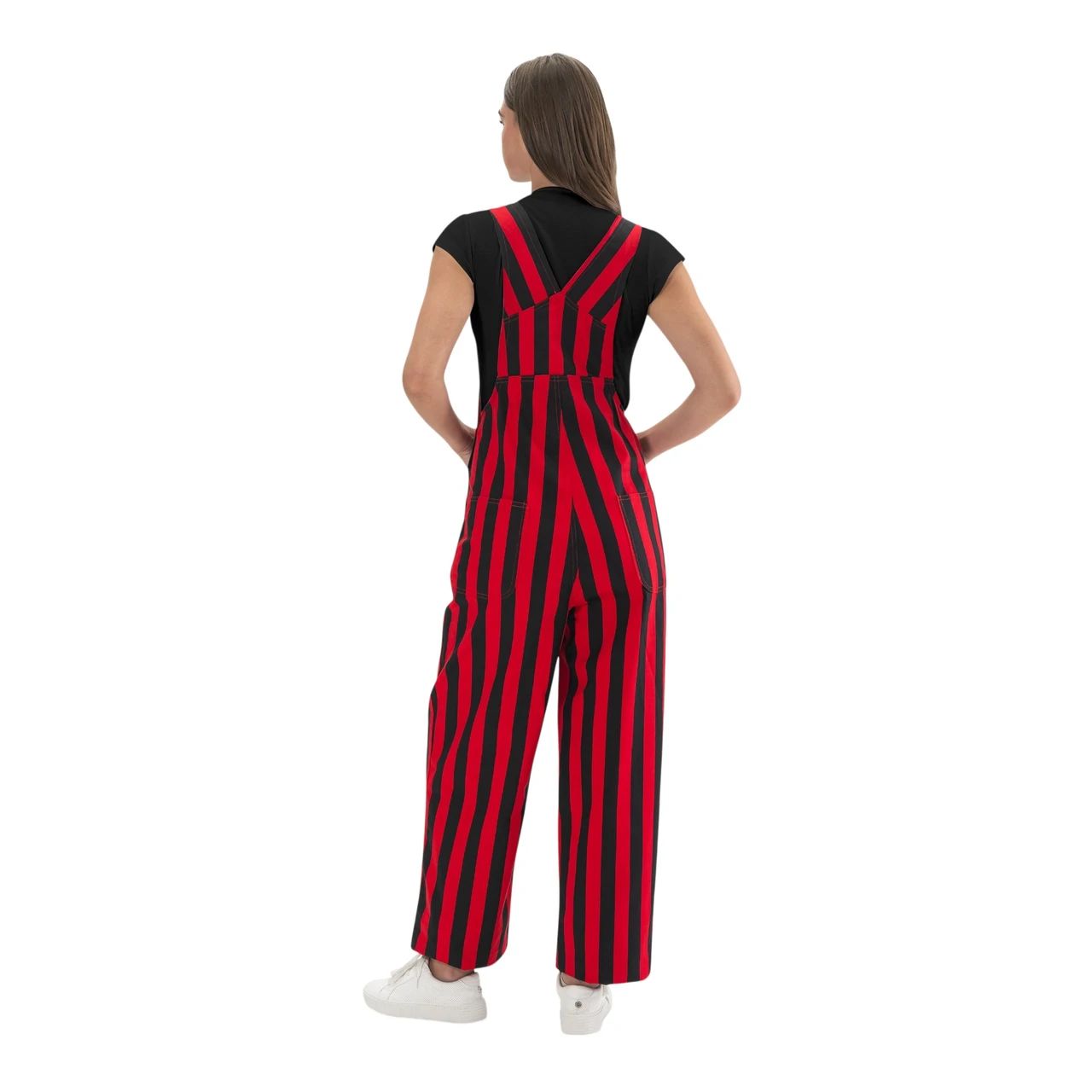 Red and Black Stripe Bib Overalls for Bearcats Fans