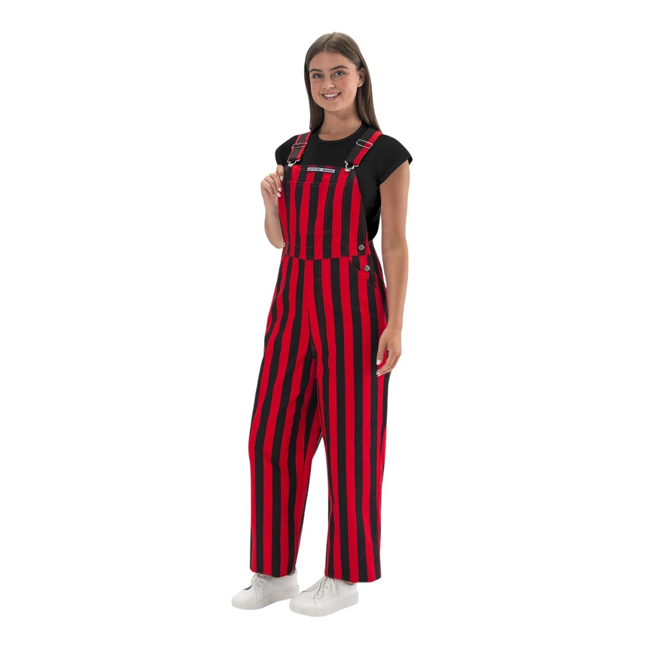 Red and Black Stripe Bib Overalls for Bearcats Fans
