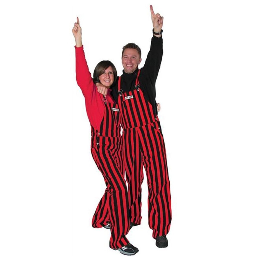 Red and Black Stripe Bib Overalls for Bearcats Fans
