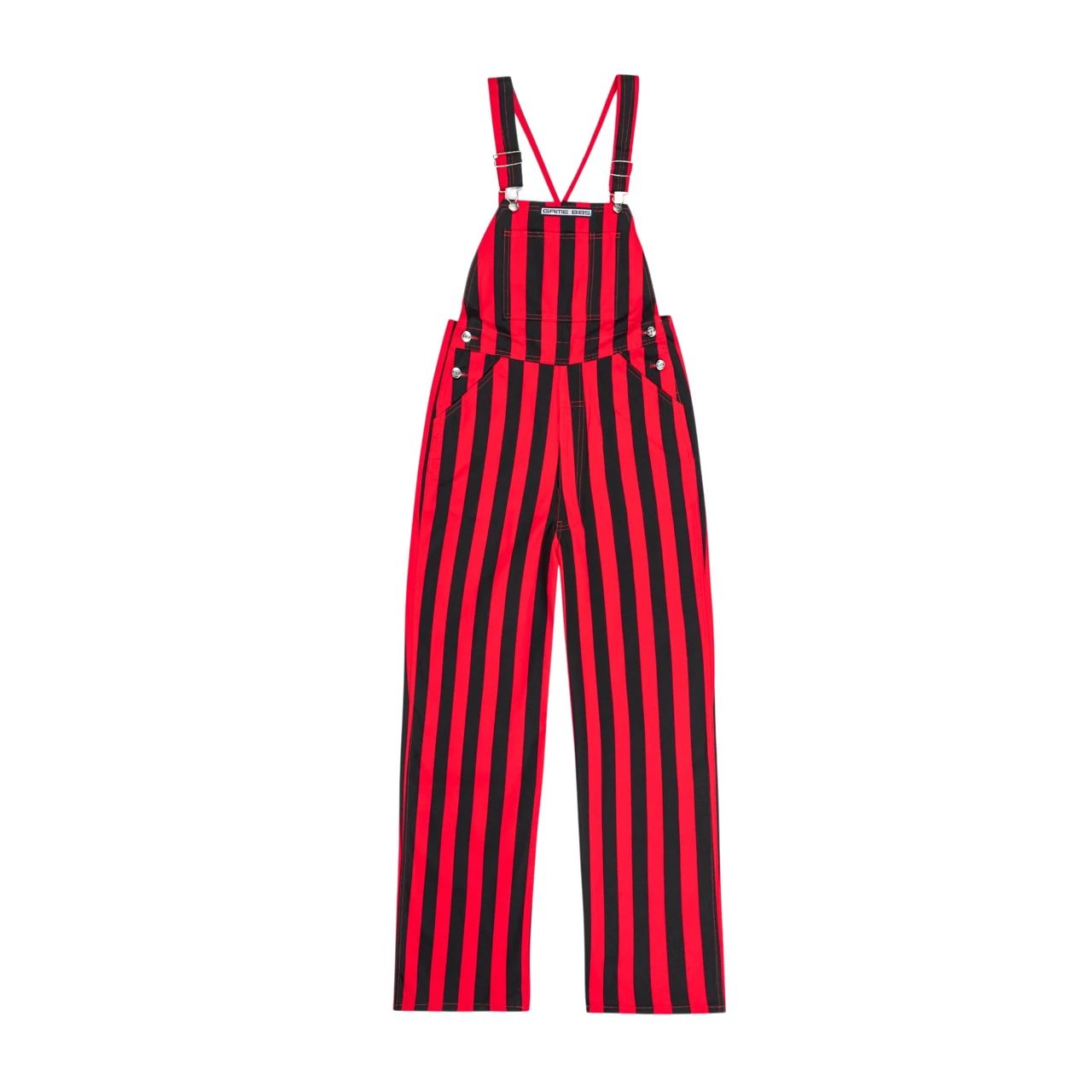 Red and Black Stripe Bib Overalls for Bearcats Fans, Size: 2XL