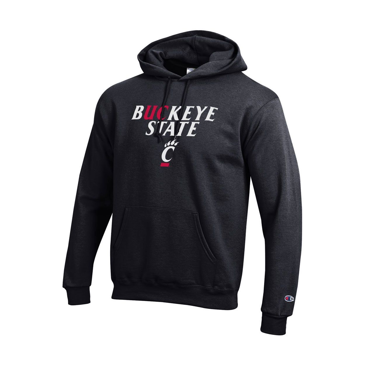 Champion Cincinnati Buckeye State Black Hooded Sweatshirt, Size: 2XL