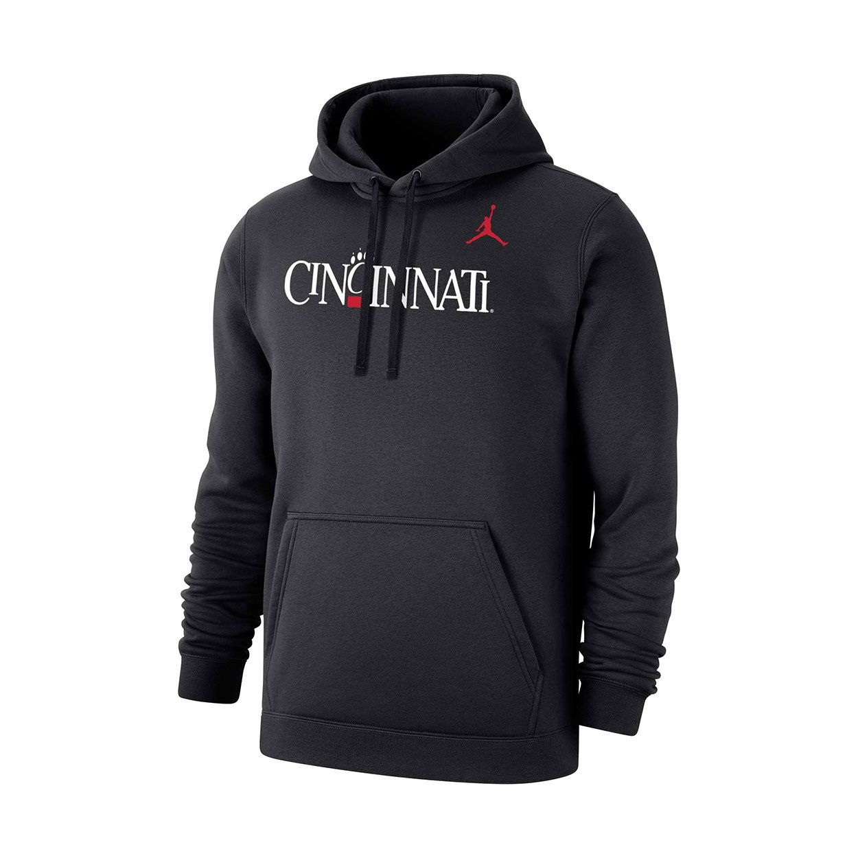 Nike Jumpman Cincinnati 1990s Logo Club Fleece Hood, Color: BLACK, Size: 2XL