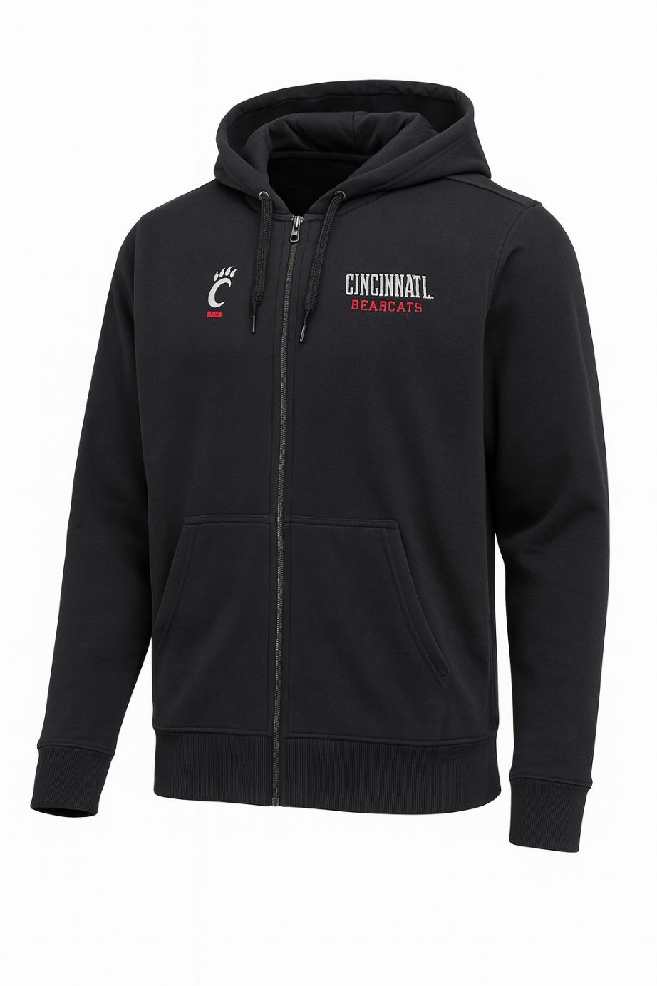 Black Cincinnati Bearcats Full Zip with C-Paw on Right Chest, Size: S
