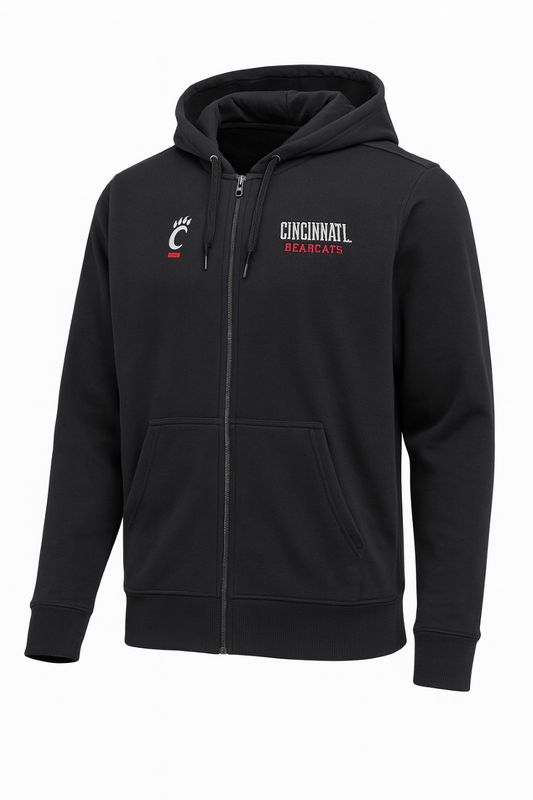Black Cincinnati Bearcats Full Zip with C-Paw on Right Chest