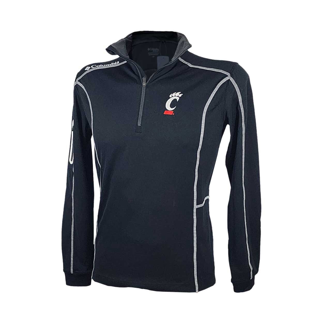 Columbia Cincinnati Bearcats Shotgun 1/4 Zip, Color: BLACK, Size: 2XL
