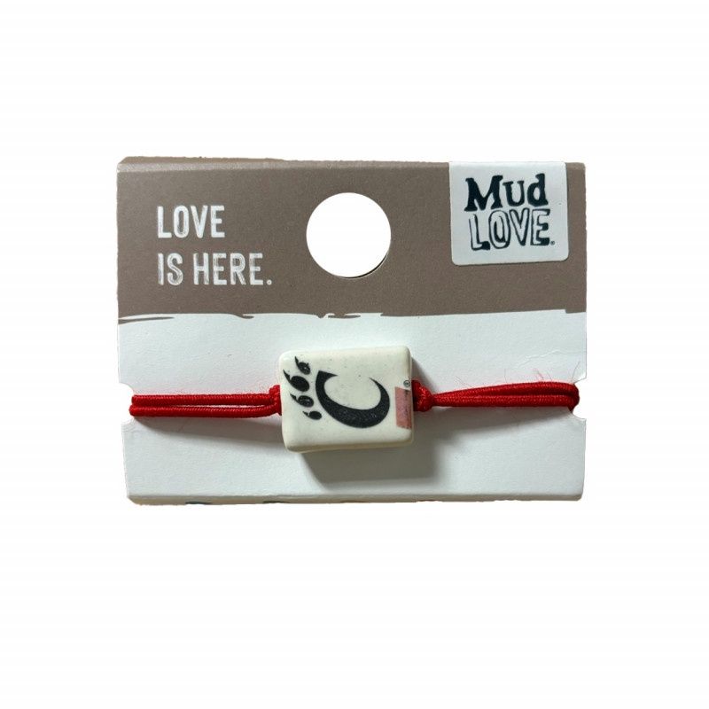 Mud Love Cincinnati C-Paw Doodle Bracelet - Red, Color: RED
