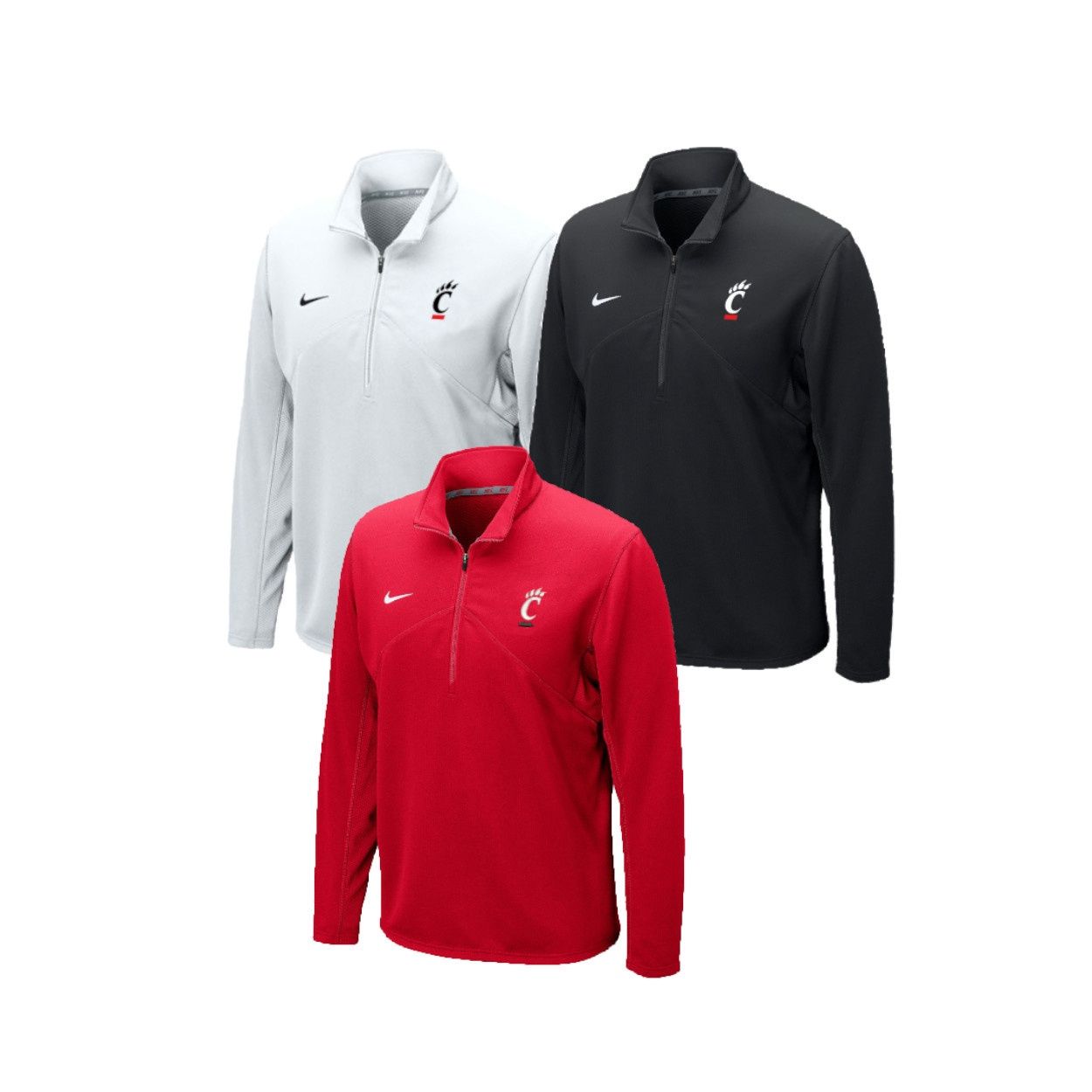 Nike Cincinnati Bearcats Training Quarter Zip, Color: BLACK, Size: 2XL
