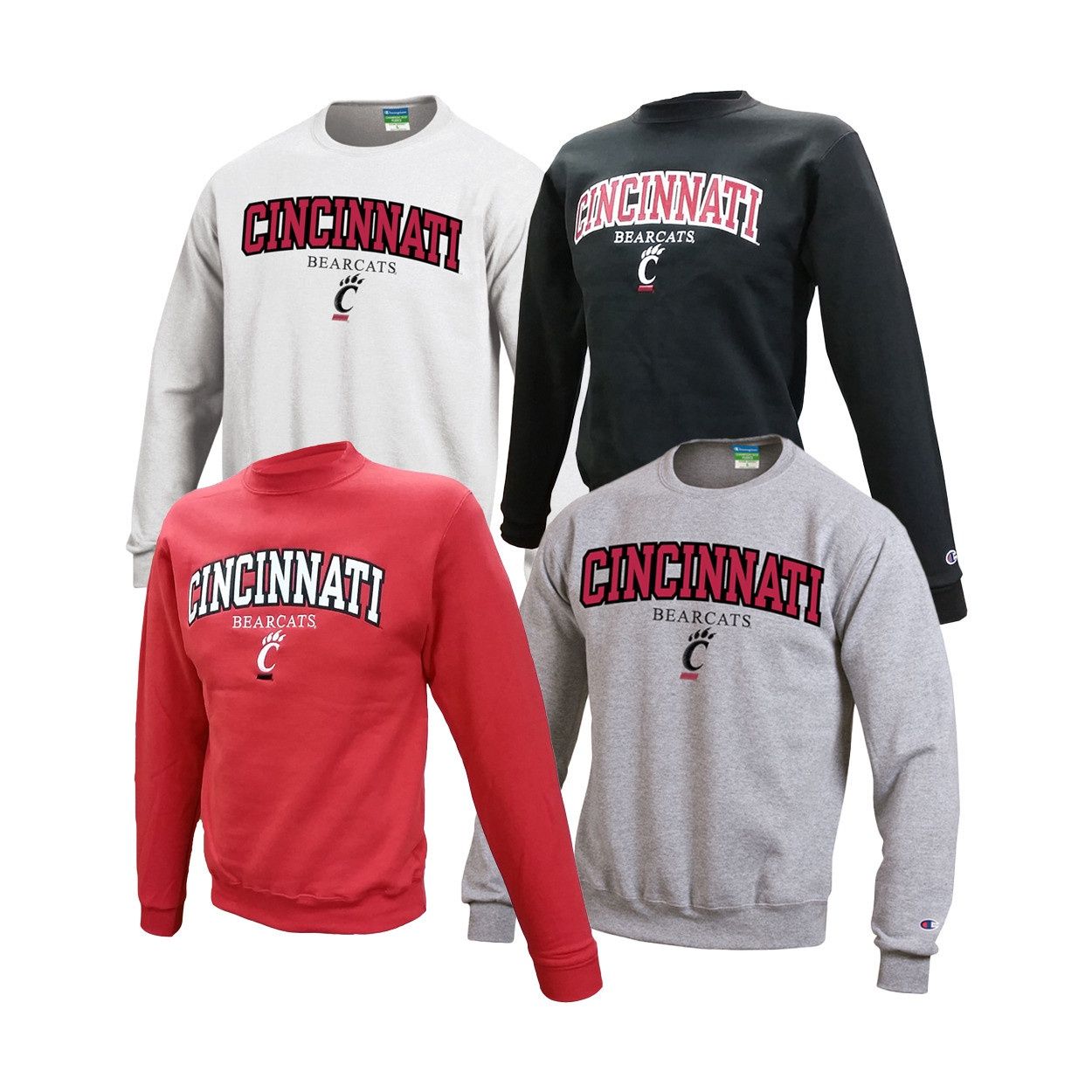 Cincinnati Bearcats Champion Embroidered Crew, Color: BLACK, Size: 2XL