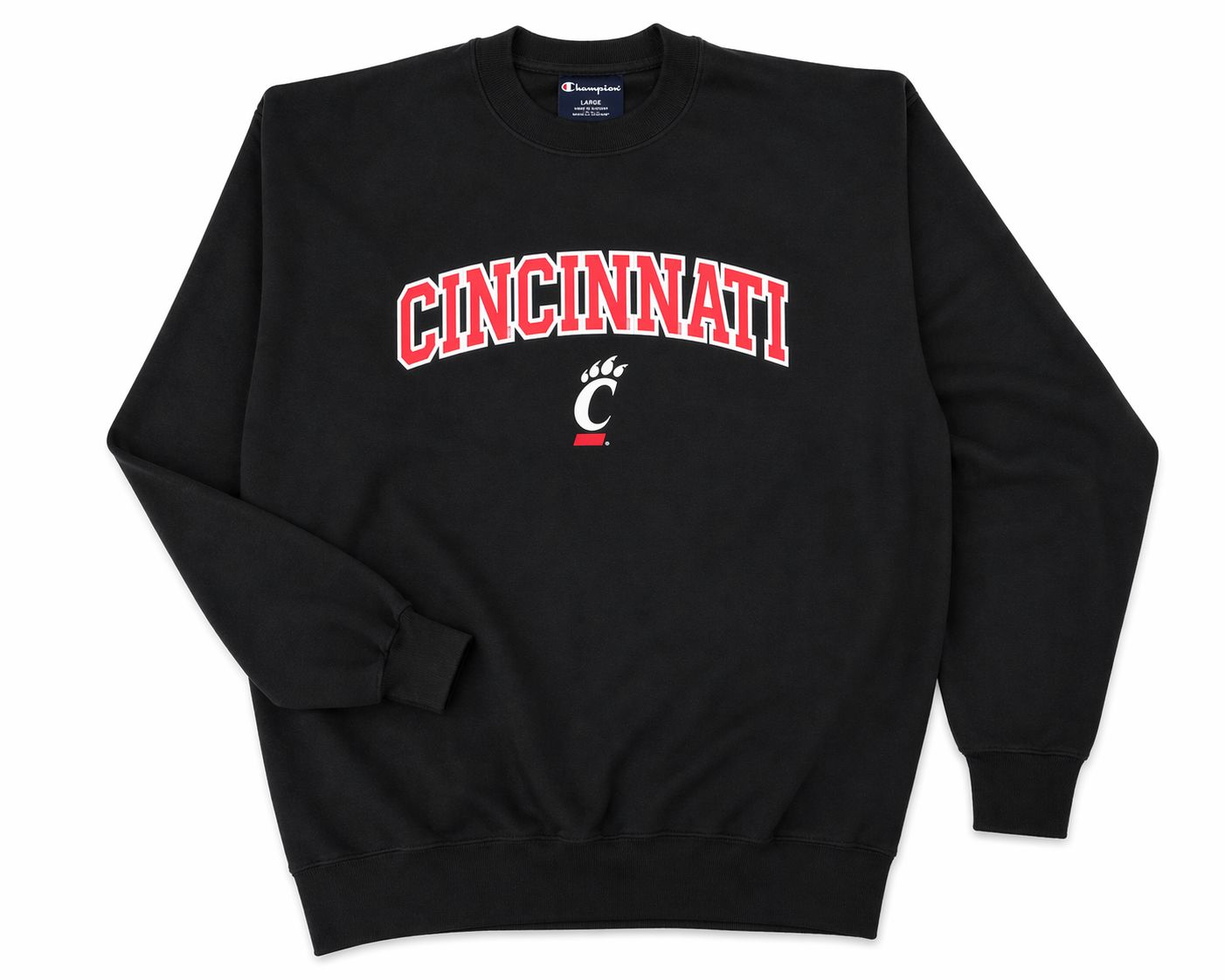 Cincinnati Bearcats Champion Embroidered Crew, Color: BLACK, Size: XS