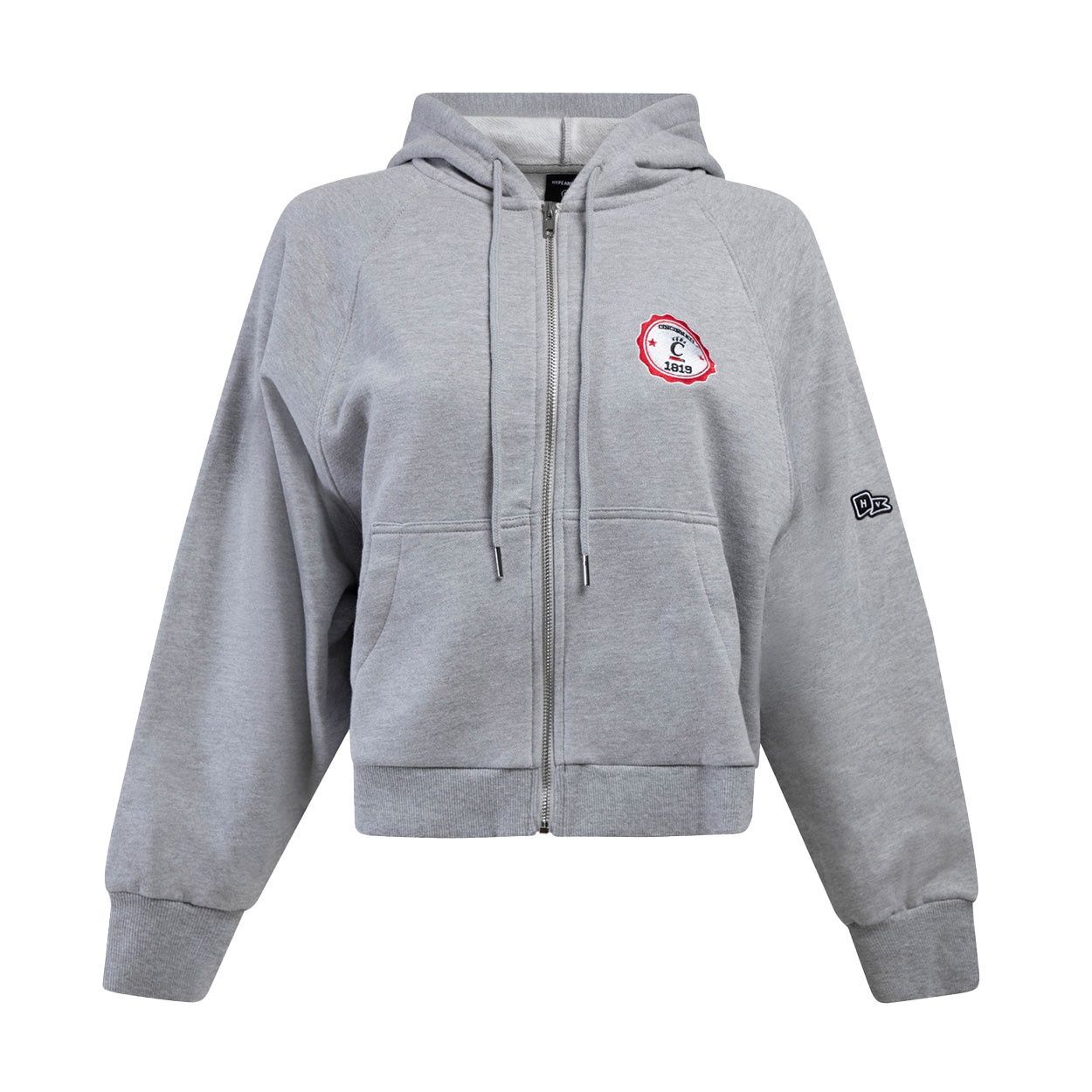 Hype and Vice Cincinnati Women's Gray Raglan Full-Zip Hoodie, Size: XS