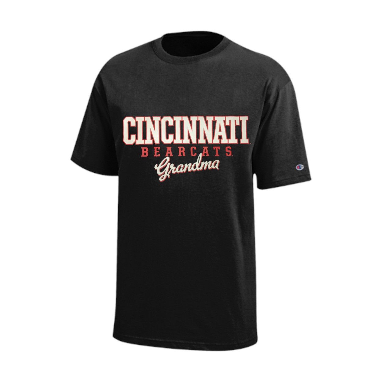 Champion Cincinnati Bearcats Grandma Black Short Sleeve Tee, Size: S