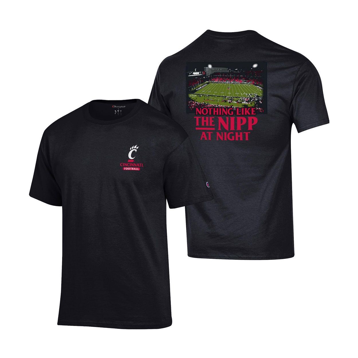 Cincinnati Bearcats Champion Football Nipp at Night T-shirt, Size: 2XL