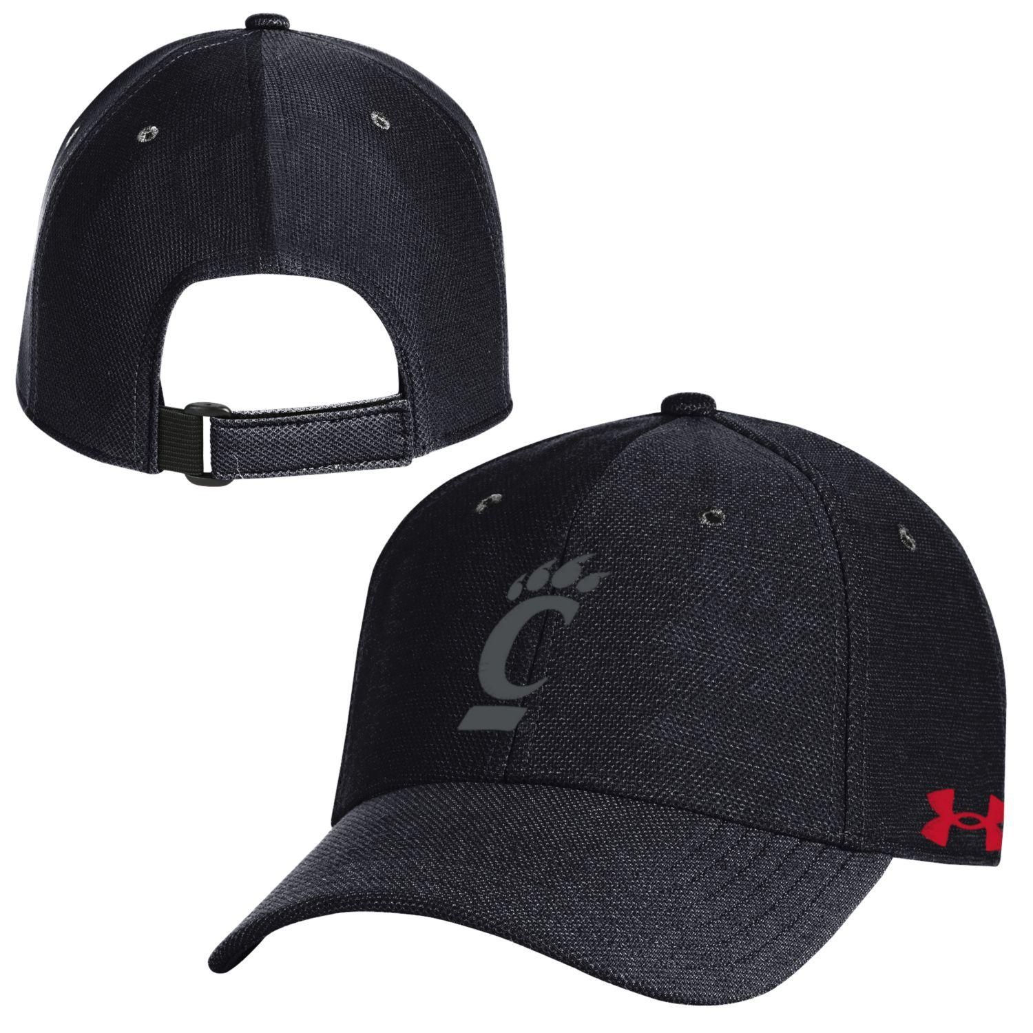 Under Armour Cincinnati C-Paw Tonal Adjustable Hats, Color: BLACK