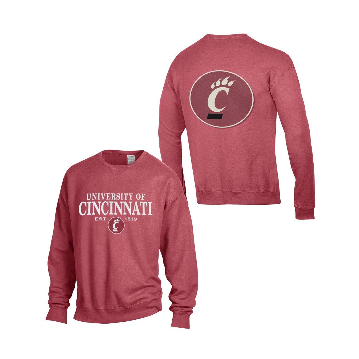 Cincinnati Bearcats Comfort Wash Faux Seal Crew, Size: S