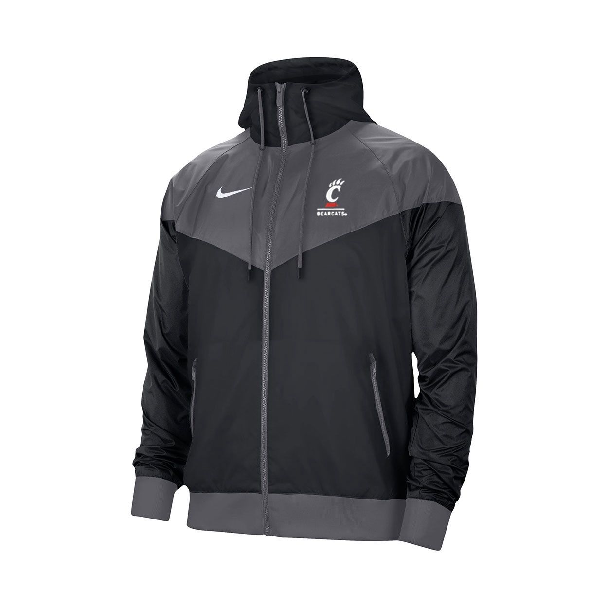 Nike Cincinnati Bearcats Black/Gray Windrunner Jacket, Size: 2XL