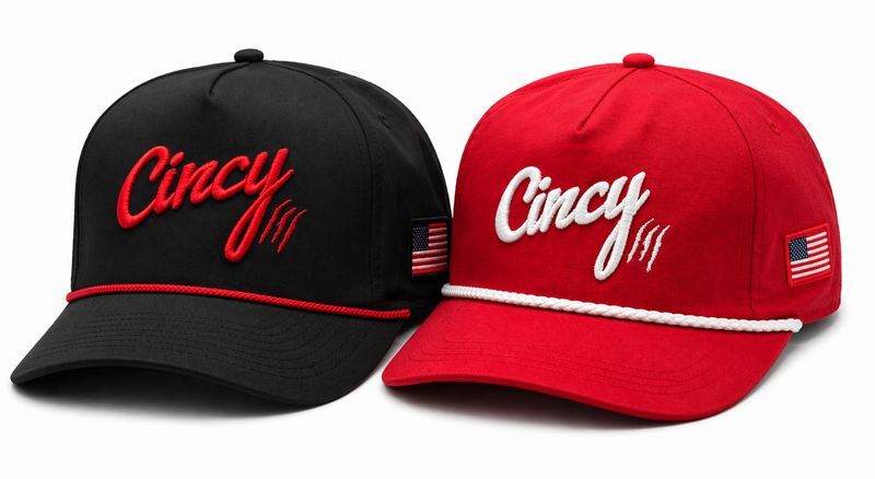 BLACK RETRO FLAT BILL ROPE CINCY