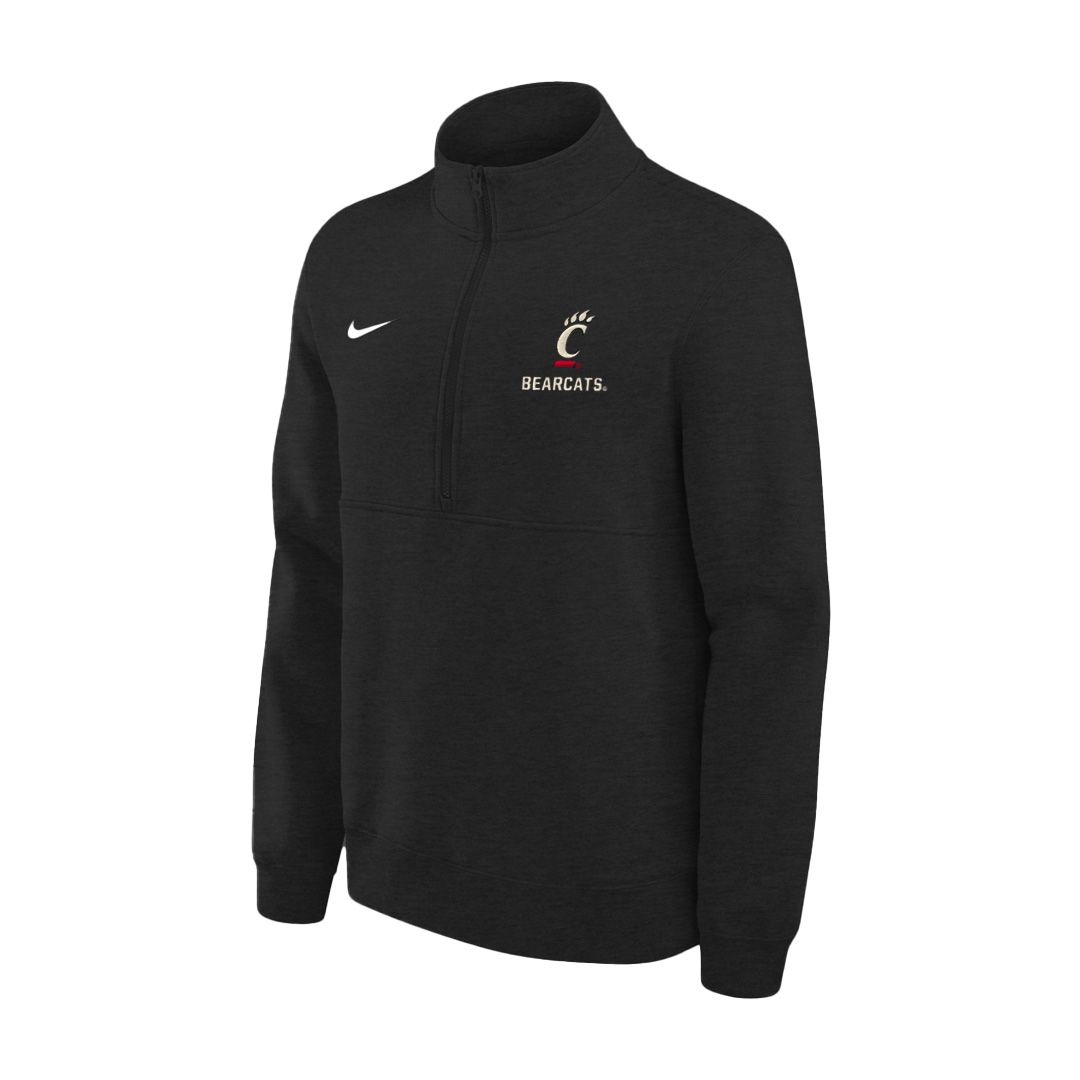 Cincinnati Bearcats Nike Club Fleece Half-Zip, Color: BLACK, Size: S