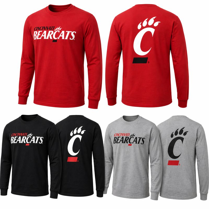 Cincinnati Bearcats Champion Logo &amp; C-Paw Long Sleeve Tee