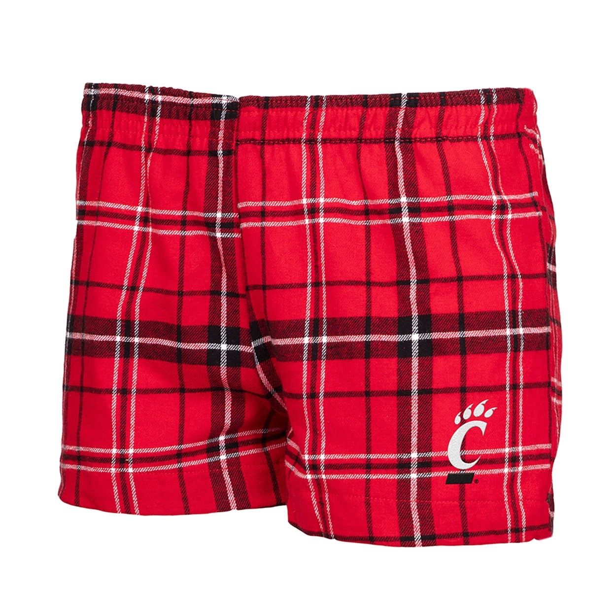 Cincinnati Bearcats Women's Red &amp; Black Flannel Shorts, Size: S