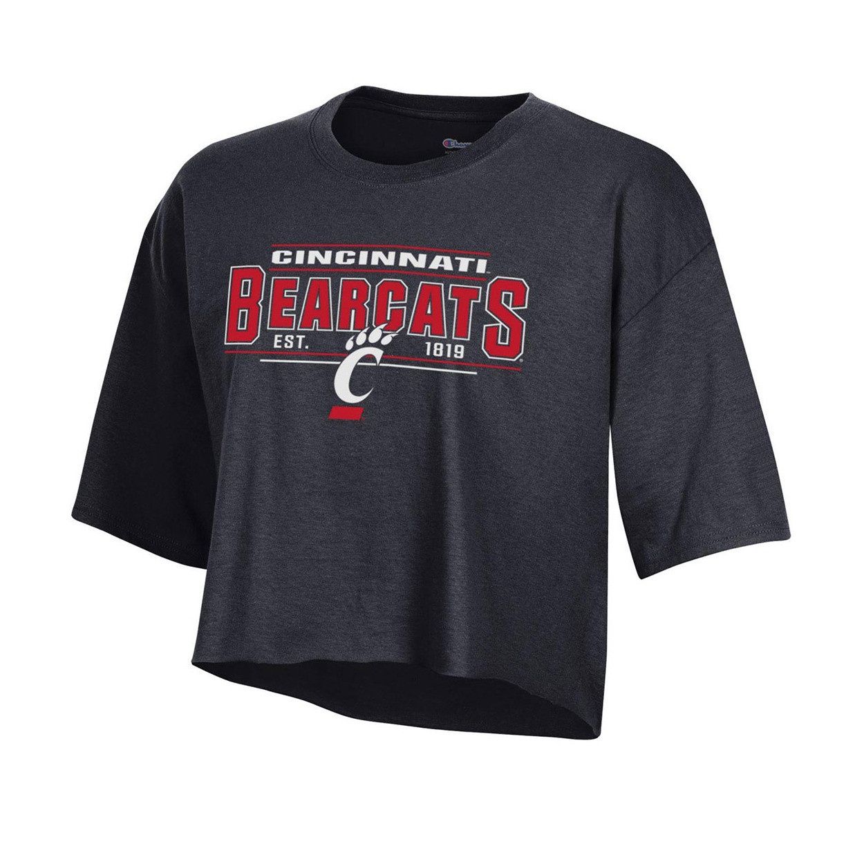Champion Cincinnati Bearcats Women's Black Cropped Tee, Size: XS